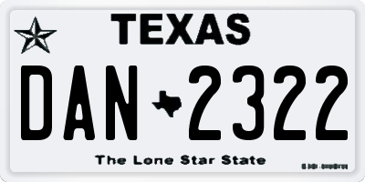 TX license plate DAN2322