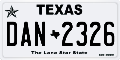 TX license plate DAN2326