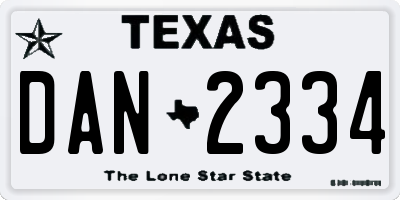 TX license plate DAN2334