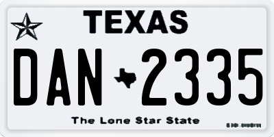 TX license plate DAN2335