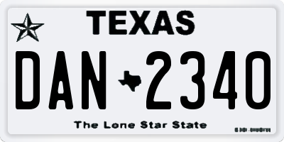 TX license plate DAN2340