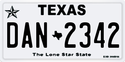 TX license plate DAN2342