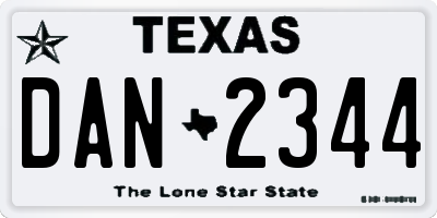 TX license plate DAN2344