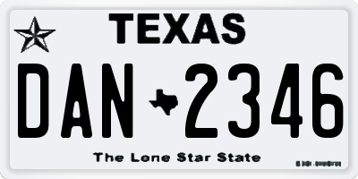 TX license plate DAN2346