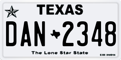 TX license plate DAN2348