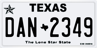 TX license plate DAN2349