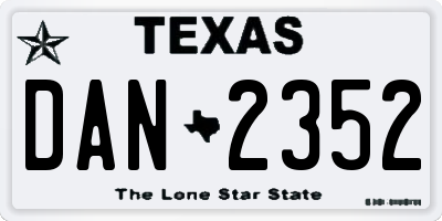 TX license plate DAN2352