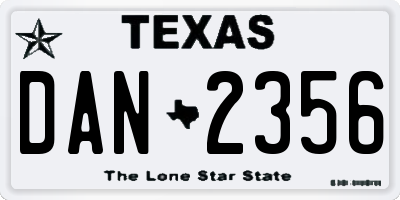 TX license plate DAN2356