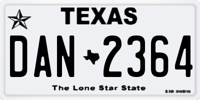 TX license plate DAN2364