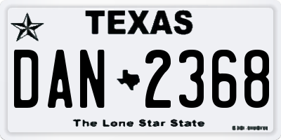 TX license plate DAN2368