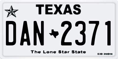 TX license plate DAN2371