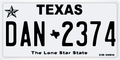 TX license plate DAN2374