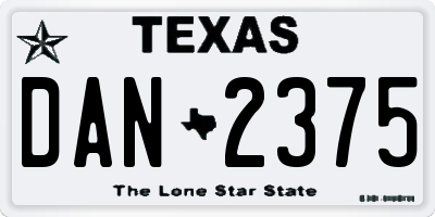 TX license plate DAN2375