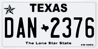 TX license plate DAN2376
