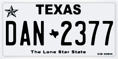 TX license plate DAN2377