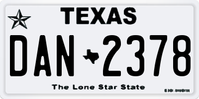 TX license plate DAN2378