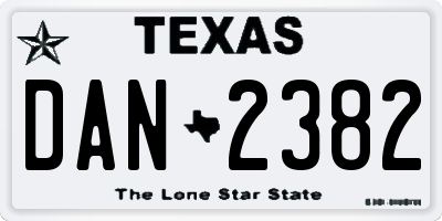 TX license plate DAN2382