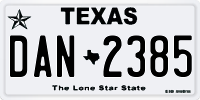 TX license plate DAN2385