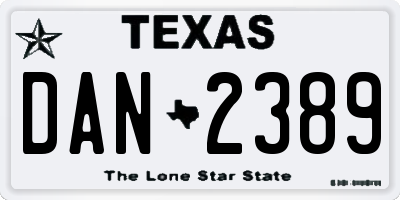 TX license plate DAN2389
