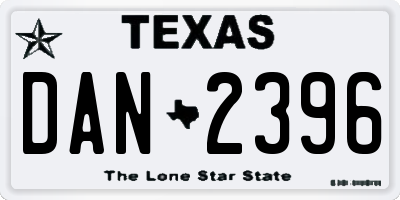 TX license plate DAN2396
