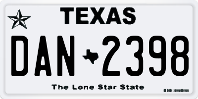 TX license plate DAN2398