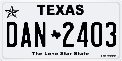 TX license plate DAN2403