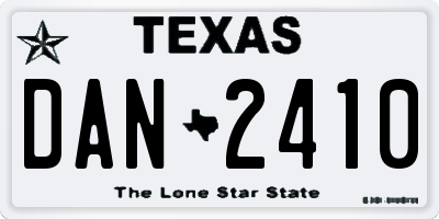 TX license plate DAN2410