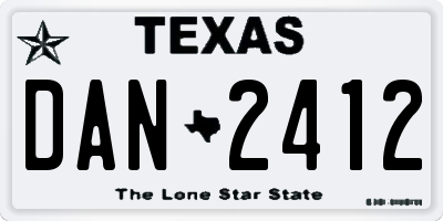 TX license plate DAN2412