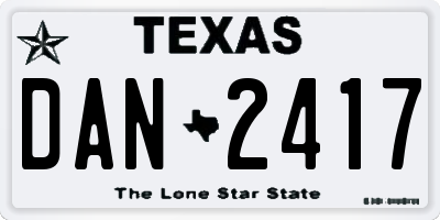 TX license plate DAN2417