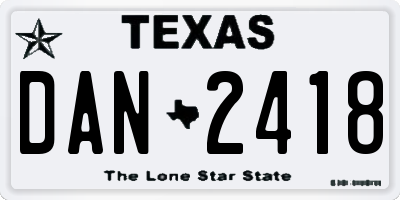 TX license plate DAN2418
