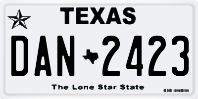 TX license plate DAN2423
