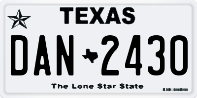 TX license plate DAN2430