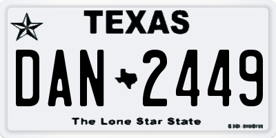 TX license plate DAN2449