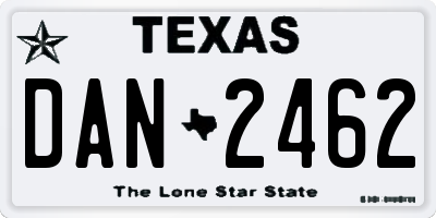 TX license plate DAN2462