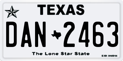 TX license plate DAN2463