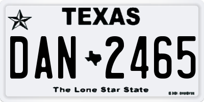 TX license plate DAN2465