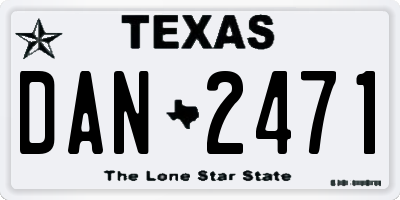 TX license plate DAN2471