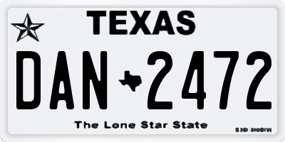 TX license plate DAN2472