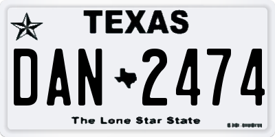 TX license plate DAN2474