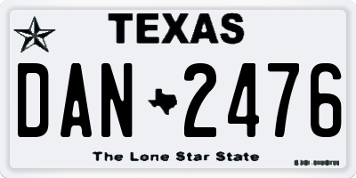 TX license plate DAN2476