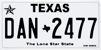 TX license plate DAN2477