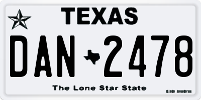 TX license plate DAN2478