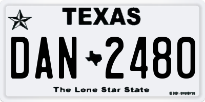TX license plate DAN2480