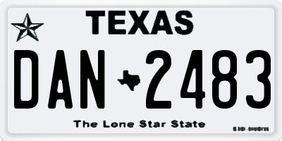 TX license plate DAN2483