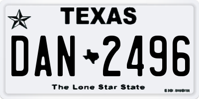 TX license plate DAN2496