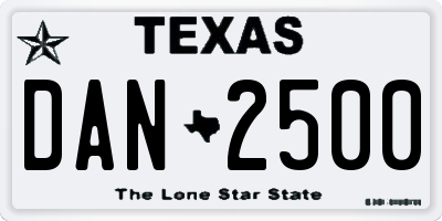 TX license plate DAN2500