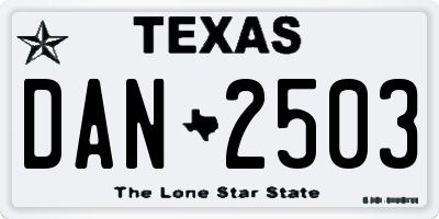 TX license plate DAN2503
