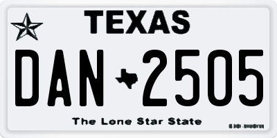 TX license plate DAN2505