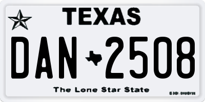 TX license plate DAN2508