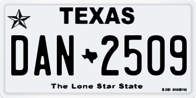 TX license plate DAN2509